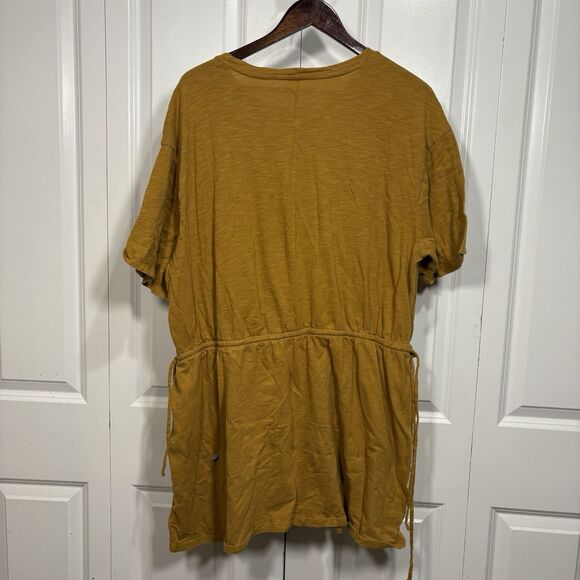 Old Navy Dress Womens 2X Gold Cinch Waist Knit Boho Casual Cottagecore Fall - Picture 4 of 10